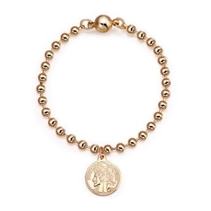 Baroque Gold Tag Medallion Beaded Bracelet